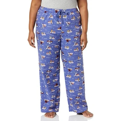 Imagen de Amazon Essentials Pantalón de dormir franela colores interrumpidos Mujer, Azul Fiesta En El Bote, XS