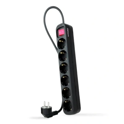 Imagen de REGLETA NANO CABLE 10.37.0006 BK 6TOMAS C/INTERRUPTOR 1,4M NEGRO