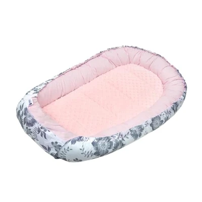 Imagen de Medi Partners Nido Bebé Recién 100x60cm Plantilla removible 100% Algodón Cunas para bebés Reductor de Cuna Dos Caras (Berry con Minky Rosa)