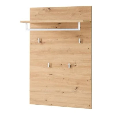Imagen de Stella Trading BARI Panel de perchero en aspecto roble artesano con certificado FSC, estante moderno ganchos pared fiables para chaquetas y bolsos, 78 x 117 30 cm (ancho alto
