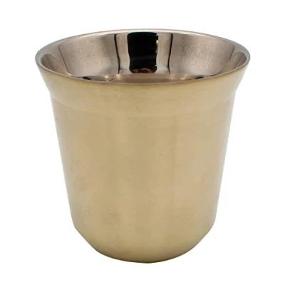 Imagen de Dianoo Taza De Café Tazas Espresso Acero Inoxidable pared Doble Con Aislamiento Térmico Cápsula Dorado claro