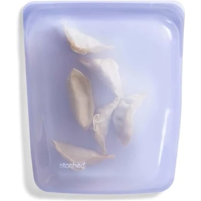 Imagen de Stasher bolsa de almacenamiento reutilizable silicona, 1/2 galón (lavanda) Contenedor alimentos para preparación comidas almuerzo, viajes, maquillaje, gimnasio