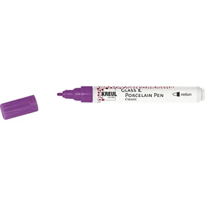 Imagen de KREUL 16464 Glass &amp; Porcelain Pen Classic Medium, Lila, Punta Estable, Ancho de Trazo Aprox. 2 4 mm, lápiz Opaco Base acuosa, Porcelana, Lilac