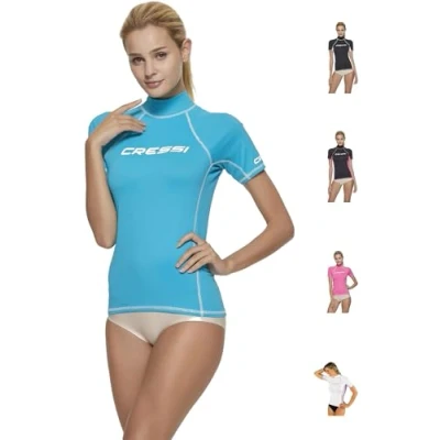 Imagen de Cressi Rash Guard Lady Camiseta de manga corta y larga en tejido elástico, Mujer, Aguamarina, XS/1 (36)