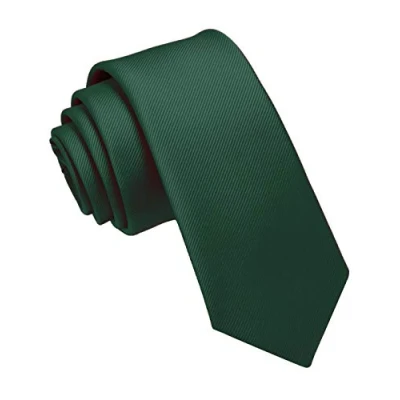 Imagen de JEMYGINS Corbata de Hombre Ajustada Color Sólido a Rayas Diagonales 6 cm Ancho Verde Oscuro