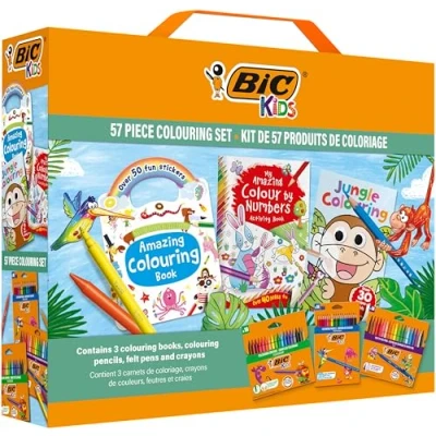 Imagen de BIC Kids Set de Coloreado: Regala Creatividad Sin Límites, incluye 57 piezas para colorear, colores vibrantes y 3 divertidos libros coloreado despertar el lado artístico los niños niñas
