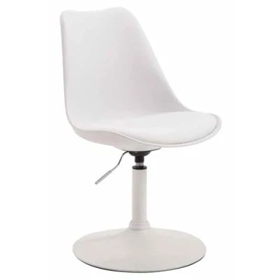 Imagen de Silla de Comedor Maverick con Estructura Plástico I Espera Asiento Cuero Sintético Visita Regulable en Altura, Color:Blanco, Color del Marco:Blanco