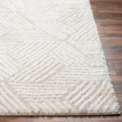 Imagen de Surya Kapan Shaggy Rug Alfombra Salon Grande Habitacion, Dormitorio Pelo Largo Berber Abstracta, Grueso y Esponjoso de 160x213cm, Crema, Beige Claro