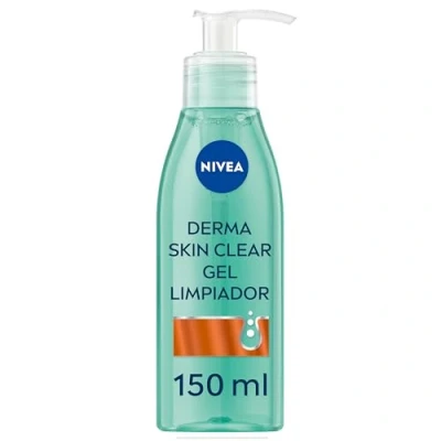 Imagen de NIVEA Derma Skin Clear Gel limpiador (150 ml), facial para pieles con imperfecciones, de poros formulado ácido salicílico, niacinamida y sal marina
