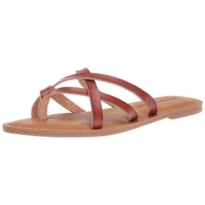 Imagen de Amazon Essentials Sandalia Plana Tipo Pala con Tiras Mujer, Bronceado, 42 EU