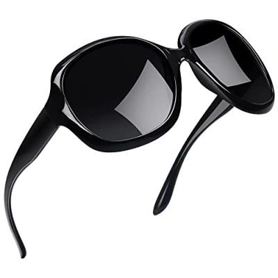 Imagen de Joopin Gafas de Sol Mujer Moda Polarizadas Protección UV400 Gran Tamaño Señoras (Negro la moda)