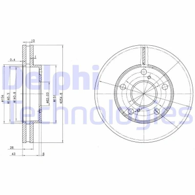 Imagen de DELPHI BG3177 Disco de freno 255 28 5 ventilado aceitado sin procesar cojinete rueda, anillo sensor ABS TOYOTA: Picnic, Camry III Berlina