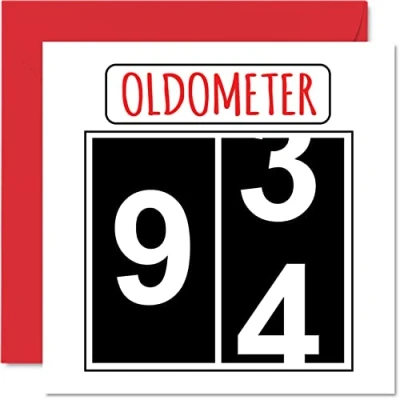 Imagen de Divertidas tarjetas de cumpleaños número 94 para hombres y mujeres Oldometer Tarjeta feliz bisabuelo, abuelo, niñera, abuela, papá, mamá, felicitación 145