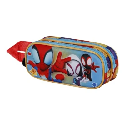 Imagen de Karactermania Spiderman Three 3D Double Estuche escolar para niños, Talla: One Size, Azul