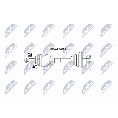 Imagen de NTY NPW RE 015 Árbol de transmisión Eje delantero Caja cambios manual RENAULT: Kangoo I, CLIO 2, I Express, NISSAN: Kubistar Furgón