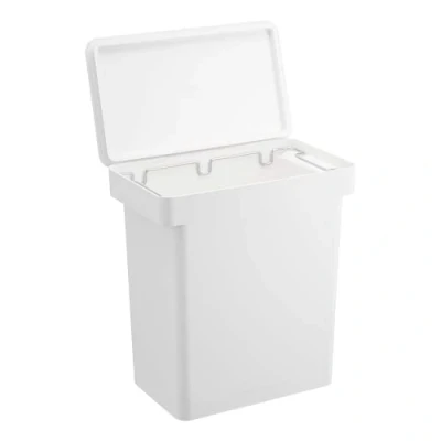 Imagen de YAMAZAKI 5427 TOWER Bote de basura hermético con ruedas, blanco, Polipropileno/Resina ABS/Resina POM/Silicona/Acero, minimalista, 41 x 24 42.5～65.5 cm