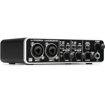 Imagen de Behringer UMC202HD Interfaz de audio USB Audiophile 2x2, 24 bits/192 kHz con preamplificadores micrófono Midas
