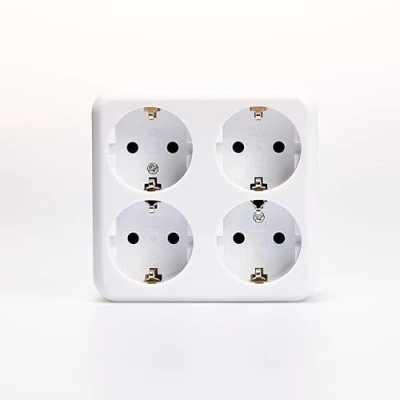 Imagen de Toma de superficie 4 vías galas contacto protección cuatro AP 250V/16A tomas con inserción Schutter para interior, blanco