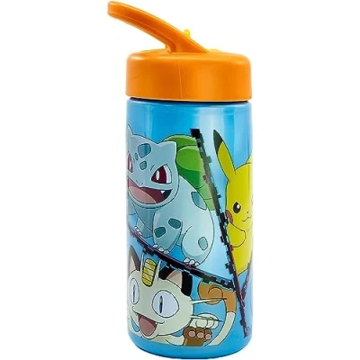 Imagen de botella de agua con boquilla plegable P1kachu para pokemon plástico reutilizable BPA libre 410 ml