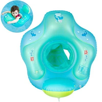 Imagen de Myir JUN Flotador bebé con Asiento y Respaldo, Anillo de Natación para bebés Piscina Inflable Niños Nadar (Azul, M)