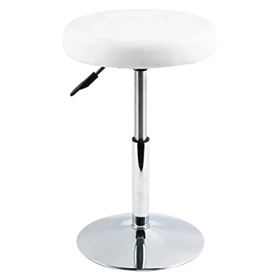 Imagen de FURWOO PU Silla de Bar Oficina giratoria Trabajo con Ruedas Altura Ajustable Adecuada para café Lounge Sala Estar Blanco