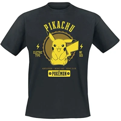 Imagen de Pokémon Pikachu Hombre Camiseta Negro XXL 100% algodón Vorne Bedruckt Regular