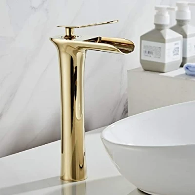 Imagen de AIMADI Grifo Lavabo Baño de Alto Mezclador Monomando Grifos Lavabos Altos Modernos Dorado