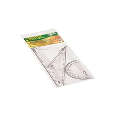Imagen de Faibo 806 Estuche de Plástico con regla, escuadra, cartabón y semicírculo, 30 cm