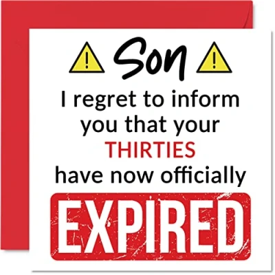 Imagen de Divertidas tarjetas de cumpleaños número 40 para hijo Your Thirties Have Expired Tarjeta feliz mamá papá padres, 145 mm, broma, humor, felicitación