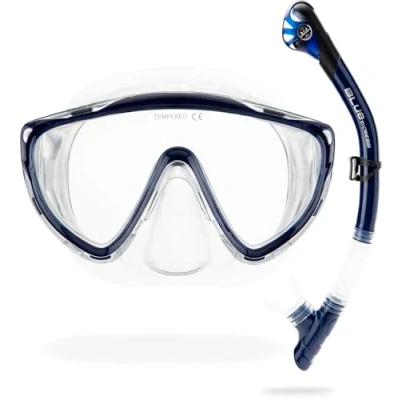Imagen de Cressi Tino &amp; Scilla Mask Snorkel Kits, Claro/Navy