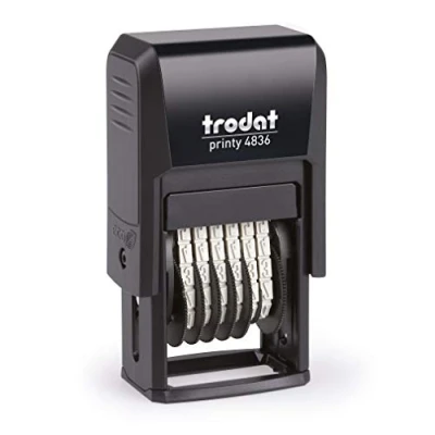 Imagen de Trodat Printy 4836 Sello para cifras (6 cifras, tamaño de tipo 3,8 mm) color negro, 25x41x73 mm
