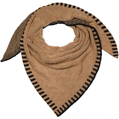 Imagen de styleBREAKER Bufanda triangular de punto para señoras con patrón dos colores, Maxi, triangular, cálida invierno 01020043, color:Marrón Negro