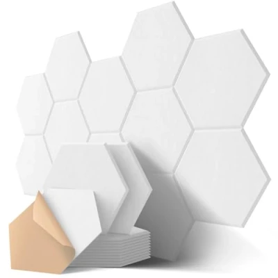 Imagen de Insonorizacion Acustica Pared Autoadhesivo, 18 Piezas Placas Aislamiento Acustico Hexagonal Alta Densidad para Decoración de Paredes y Tratamiento Acústico, Insonorizar Habitacion (30x26x0.9cm)