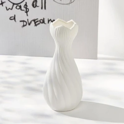 Imagen de Jarrón de Cerámica Jarrones Decorativos Modernos Jarron Blanco Decoración del Hogar Florero para Flores Secas Preservadas Sala Estar, Boda, Mesa Cena