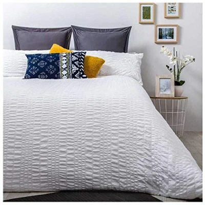 Imagen de Funda Nordica Seersucker Blanco. Cama de 90 (150 X 220 cm). Tejido BAMBULA. Color Cierre con Cremallera
