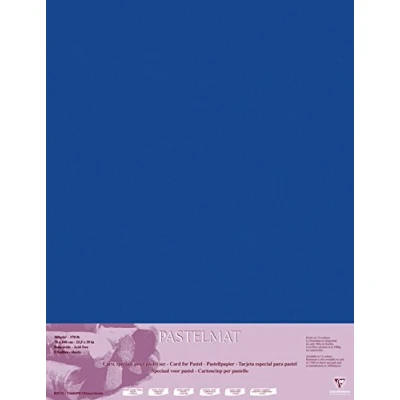 Imagen de Clairefontaine Ref 96161C Hojas para Sobres Pastelmat (paquete de 5 hojas) Tarjeta 360 g/m² 70 x 100 cm Color azul oscuro Especialmente formuladas usar con pasteles