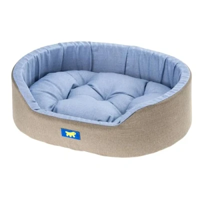 Imagen de Ferplast Cama para Perros Dandy Cojín Extraíble y Lavable, Funda de Algodón con Acolchado Suave, Tamaño Mediano, 95 x 60 h 21 cm, Azul Claro