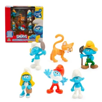 Imagen de Pitufos Multipack de 6 pcs mini figuras Smurfs, Set minifiguras coleccionables, Incluye al gato villano Azrael, Desarrolla habilidades motoras y juego imaginativo, Niños 3 años, Famosa (PUF14100)