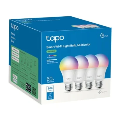 Imagen de TP Link Tapo L530E 4 Pack Bombilla LED inteligente Wi Fi, multicolor, regulable, E27, 8.7 W 806 lm, compatible con Alexa y Google Home