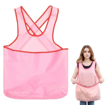 Imagen de Delantal De Lavandería, Secado Ropa, Cesta Lavandería Portátil, Tela Oxford Impermeable Con Bolsillos, Recogida Jardín Rosa