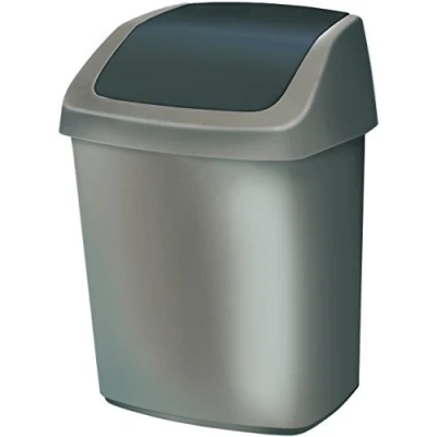Imagen de Curver 167910 Cubo de basura (polipropileno, 25 x 20 38 cm), color plateado y gris
