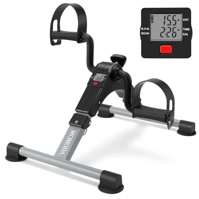 Imagen de MEMEDA Pedales Estaticos Mini Bicicleta de Ejercicio para Brazos y Piernas con Monitor LCD(Negro/Gris)