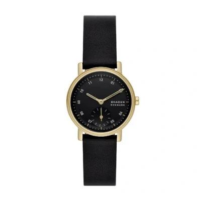 Imagen de Skagen Kuppel reloj para mujer, movimiento de cuarzo con correa acero o piel, Negro y tono dorado, 32MM