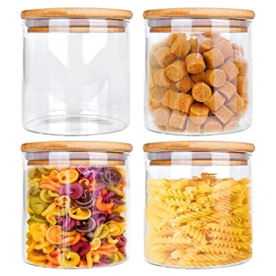 Imagen de Juego de 4 Botes Cocina Almacenaje, 650ml Tarros Cristal con Tapa, Tarro Hermetico