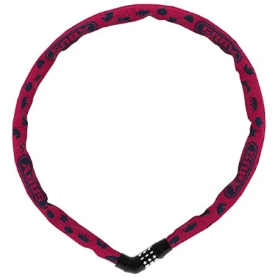 Imagen de ABUS Candado de cadena Steel O Chain 4804C Symbols combinación para bicicletas infantiles Nivel seguridad 3 75 cm Rosa