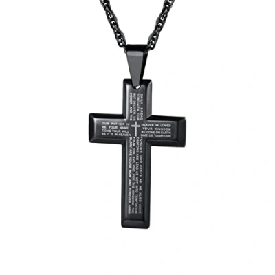 Imagen de PROSTEEL Collar Cruz Hombre Negro Jesucristo Cross, Colgante Crucifixion Amuleto Proteccion