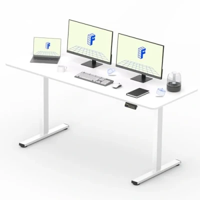 Imagen de FLEXISPOT Escritorio de Pie con Tablero (Blanco,160x60cm), Standing Desk, Elevable Eléctrico Ordenador Mesa Gaming Ajustable en Altura Memoria Automática Inteligente