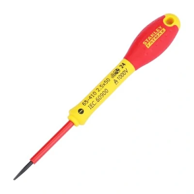 Imagen de STANLEY 0 65 410 Destornillador aislado vde 1000v FatMax plana 2,5 x 50 mm