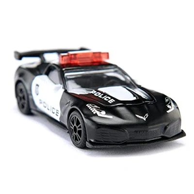 Imagen de siku 1545, Chevrolet Corvette ZR1 Policía, Metal/plástico, Negro/blanco, Capota desmontable, Diseño policial de E.E.U.U