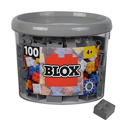 Imagen de Simba Blox 104114534 Blox, 100 Bloques de construcción Grises para niños a Partir 3 años, 4 Piedras, en Lata, Totalmente Compatible con Muchos Otros Fabricantes, Gris